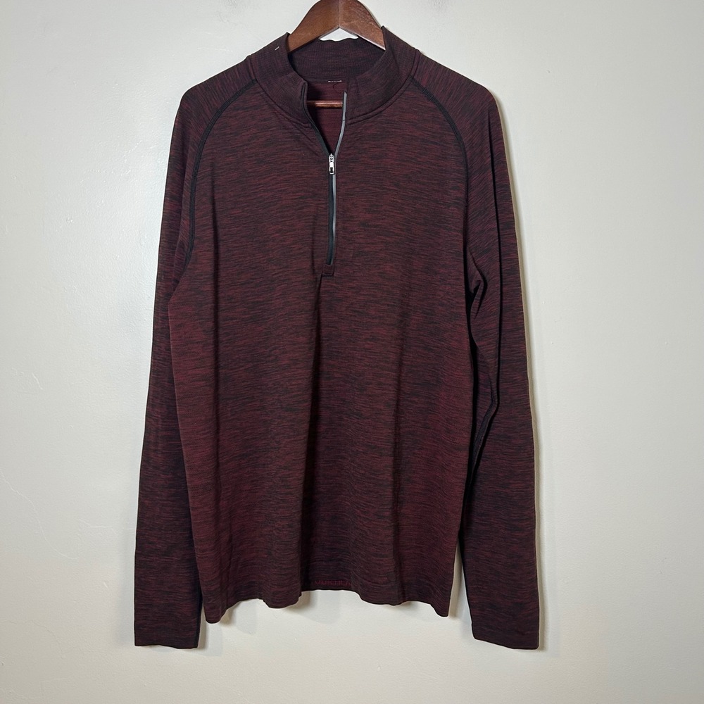 EUC Lululemon Half Zip Metal Vent Tech 2.0 Sz Large Burgundy Space Dye Pullover